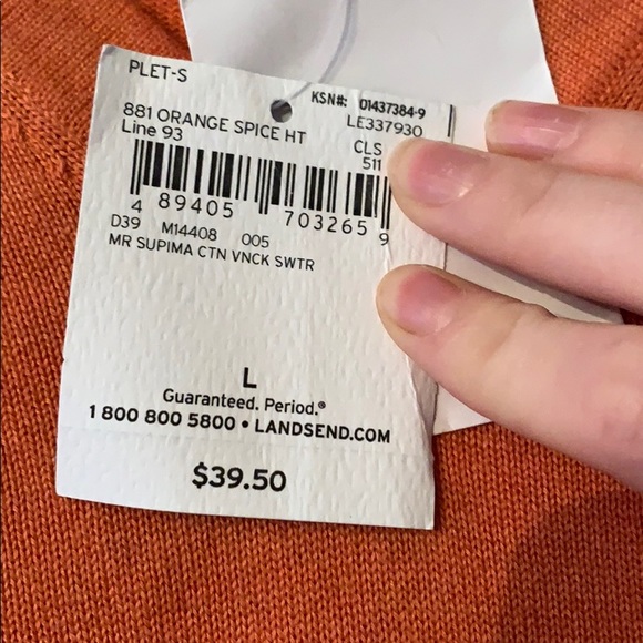 Men’s Lands End V Neck Sweater. Tags still on. - Picture 3 of 4